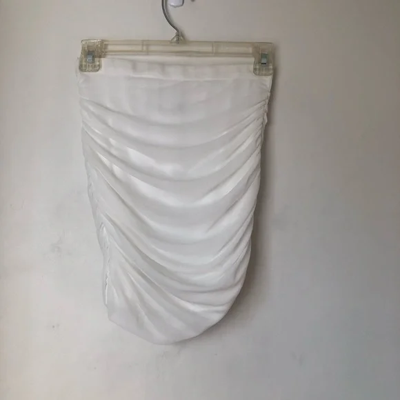 Princess Polly Beacon White Mesh Ruched Bodycon Mini Skirt 4 - Picture 8 of 8